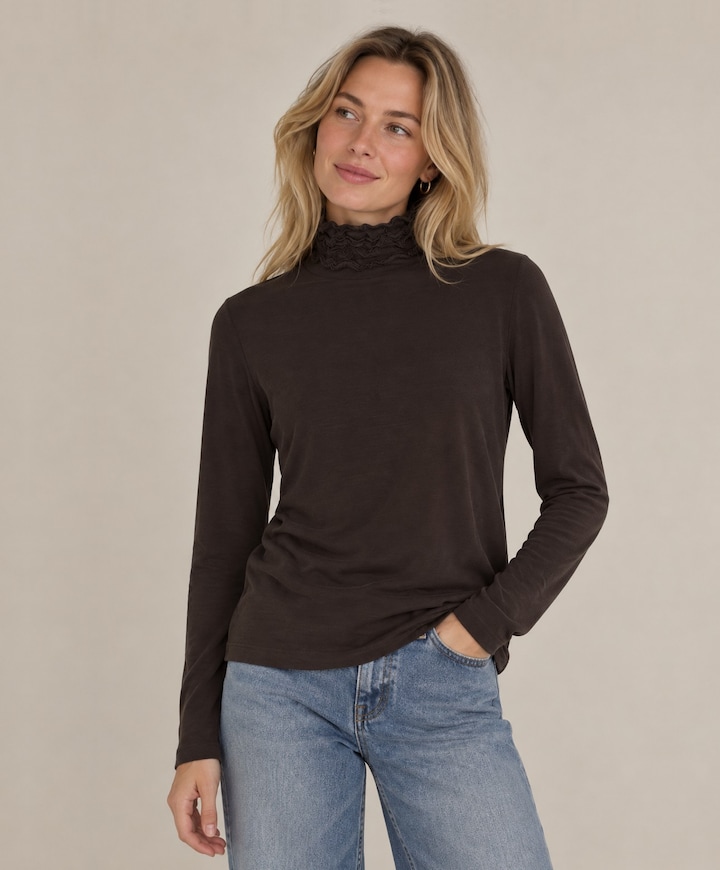 Dames longsleeve bruin