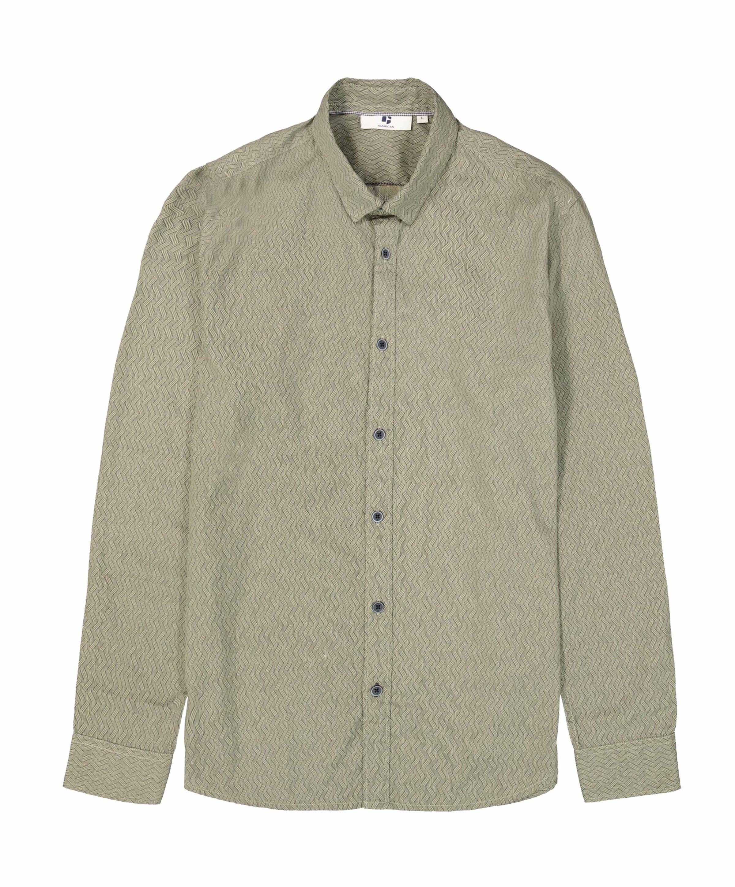 Heren overhemd lange mouw groen
