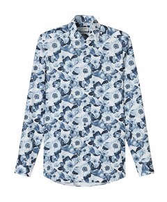 Heren overhemd lange mouw blauw