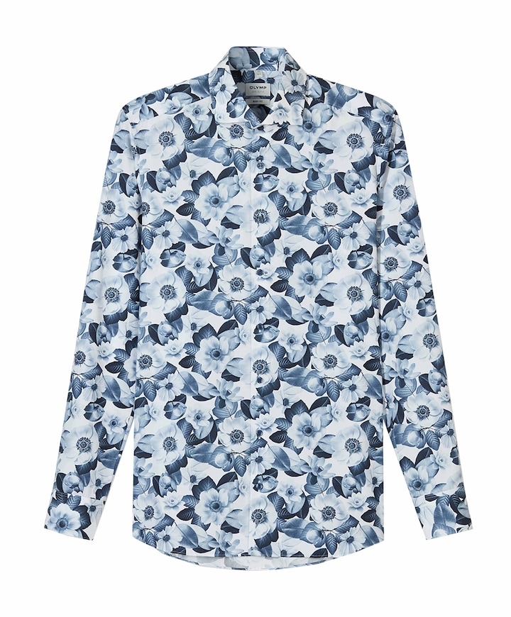 Heren overhemd lange mouw blauw