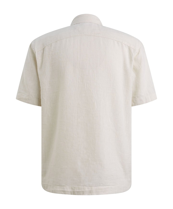 Heren overhemd korte mouw beige
