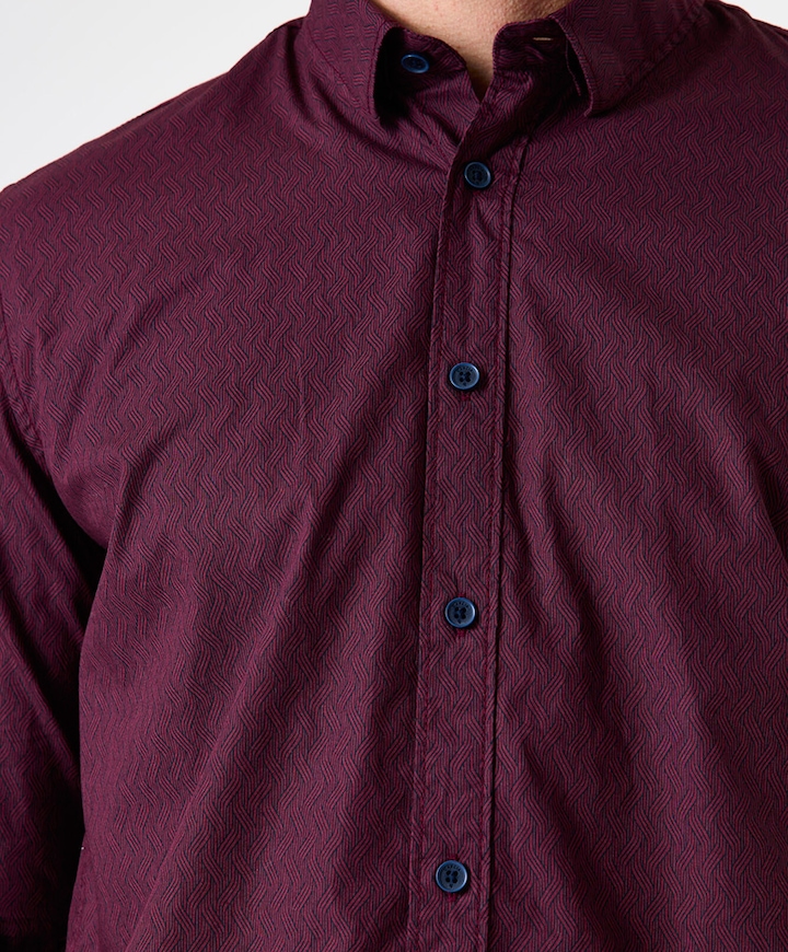 Heren overhemd lange mouw bordeaux