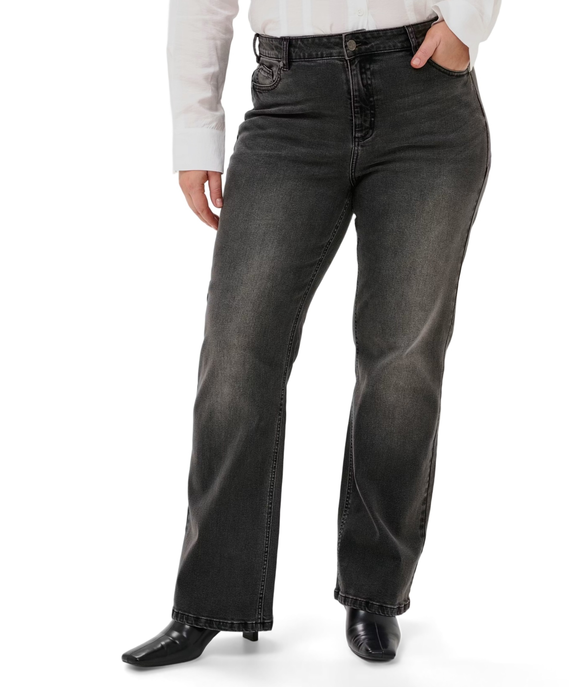 KCflora Flared dames jeans grijs