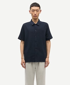 Heren overhemd korte mouw blauw