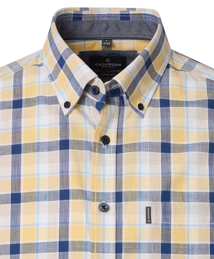 Heren overhemd korte mouw geel