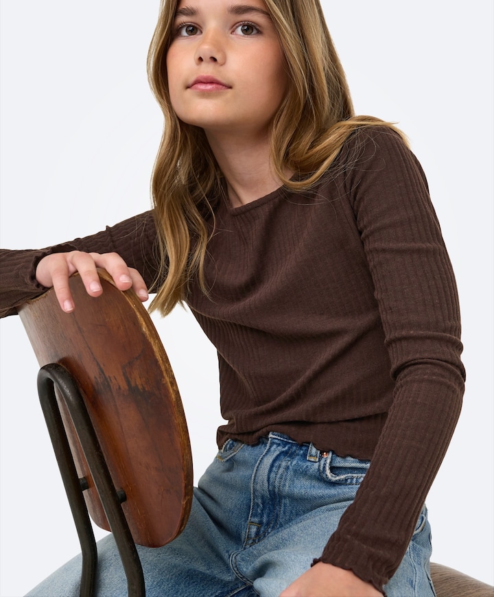 Meisjes longsleeve bruin