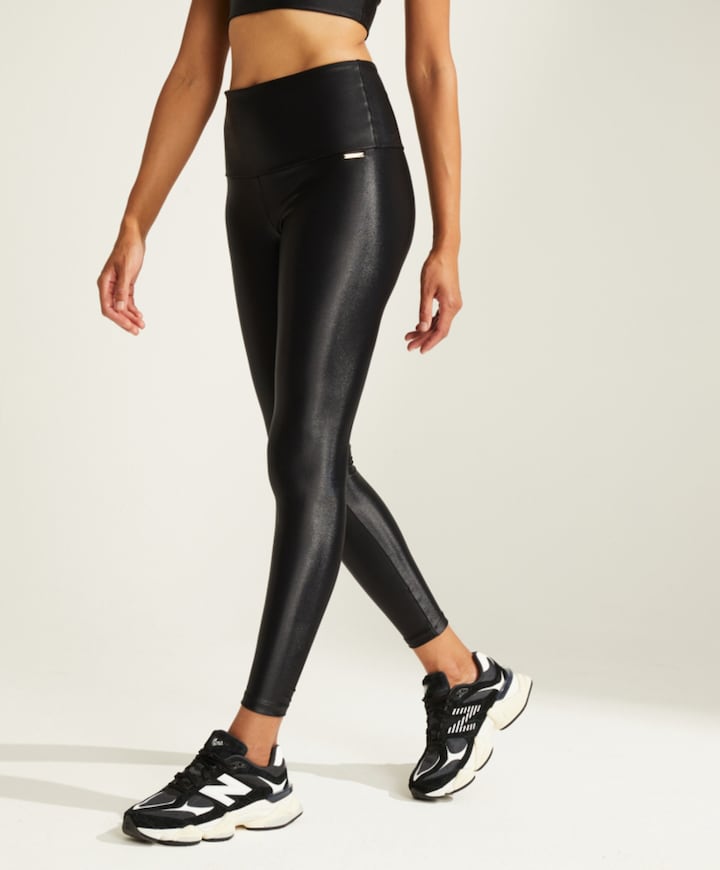 Shine leggings High Waistband dames tight zwart