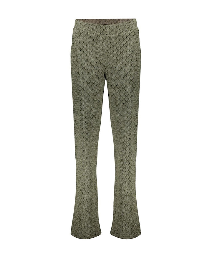 Jacquard lurex broek groen
