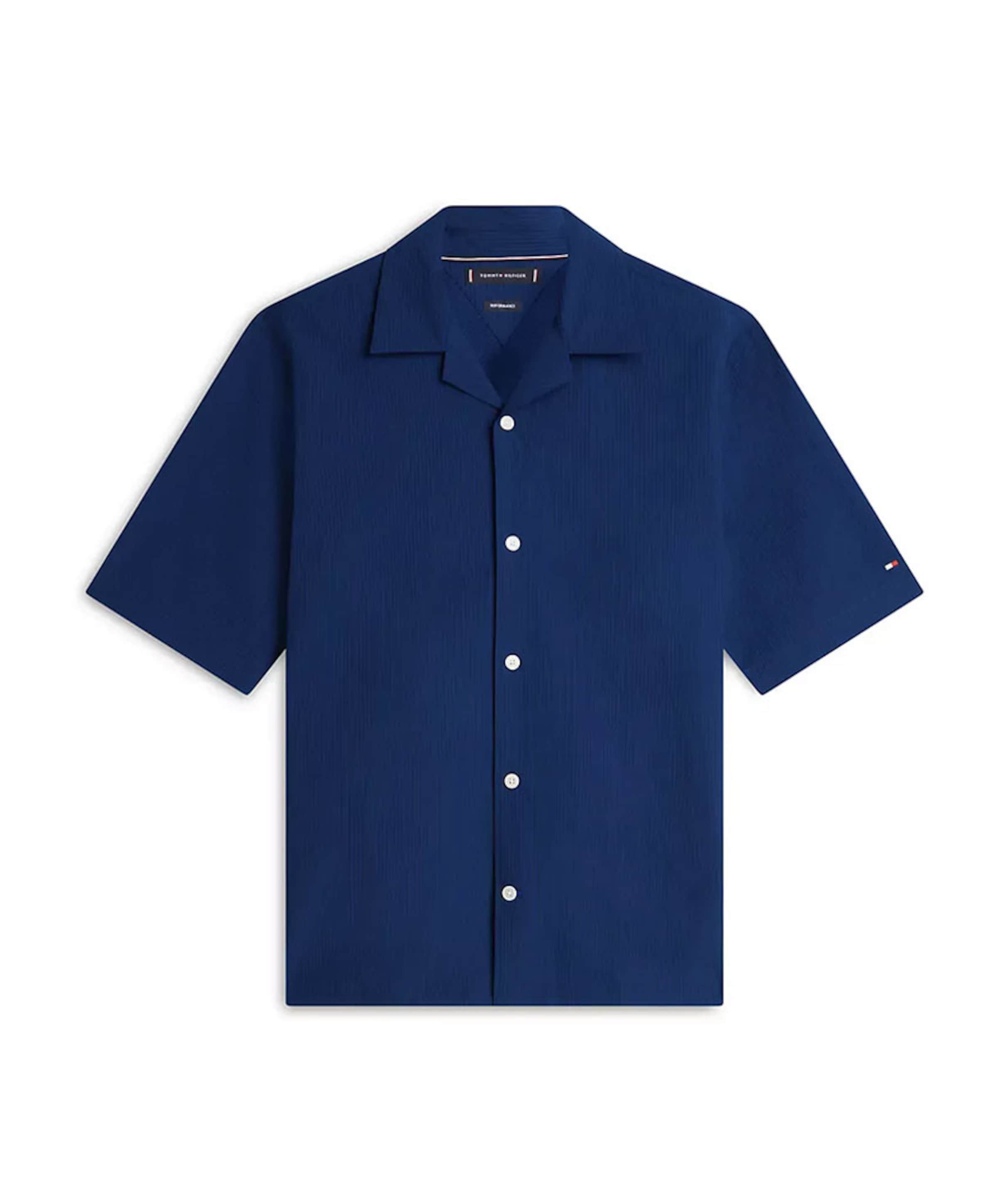 Heren overhemd korte mouw blauw