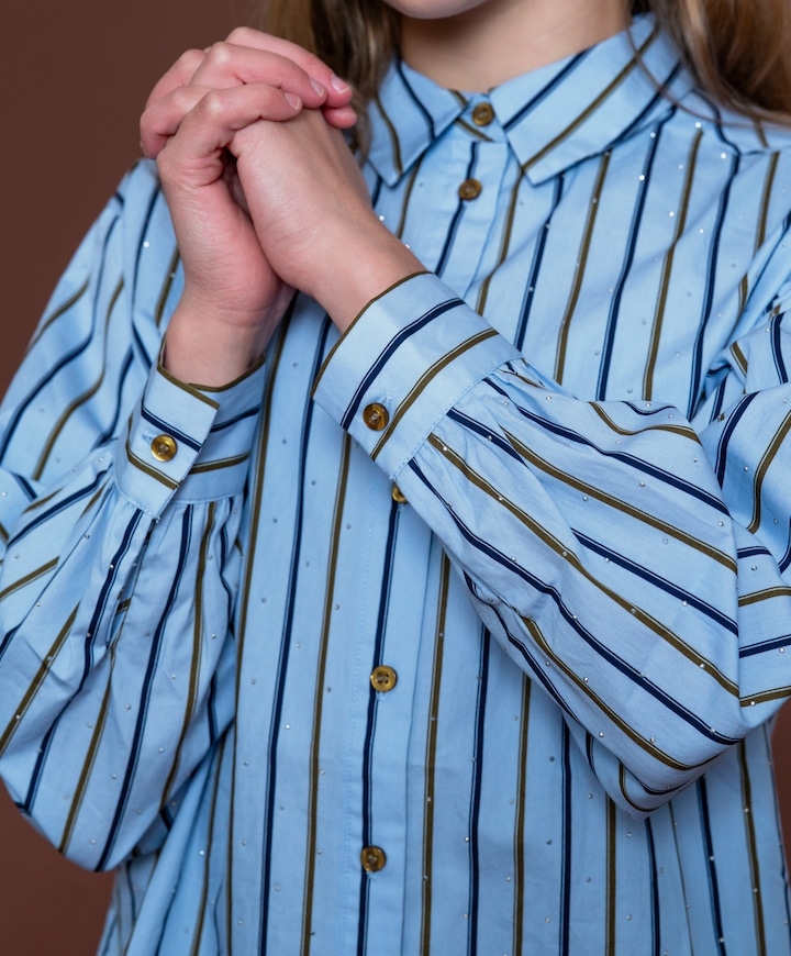 Meisjes blouse lange mouw blauw