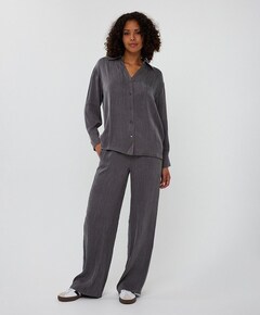 Wide crinkle cupro broek grijs