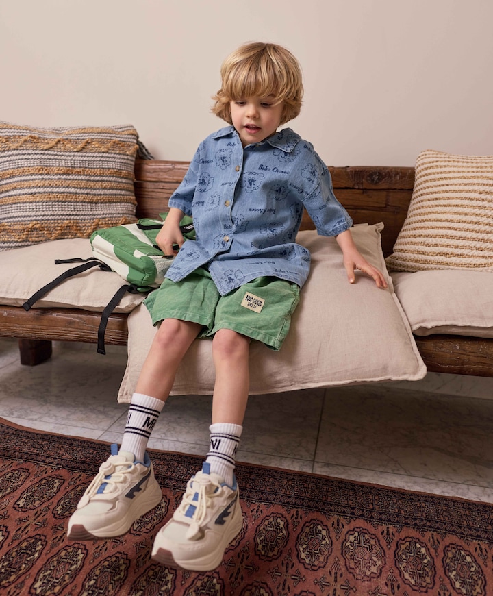 Jongens overhemd korte mouw blauw