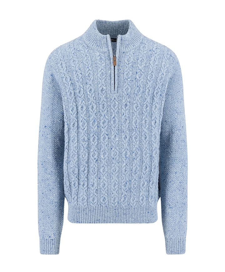 Heren trui met rits blauw