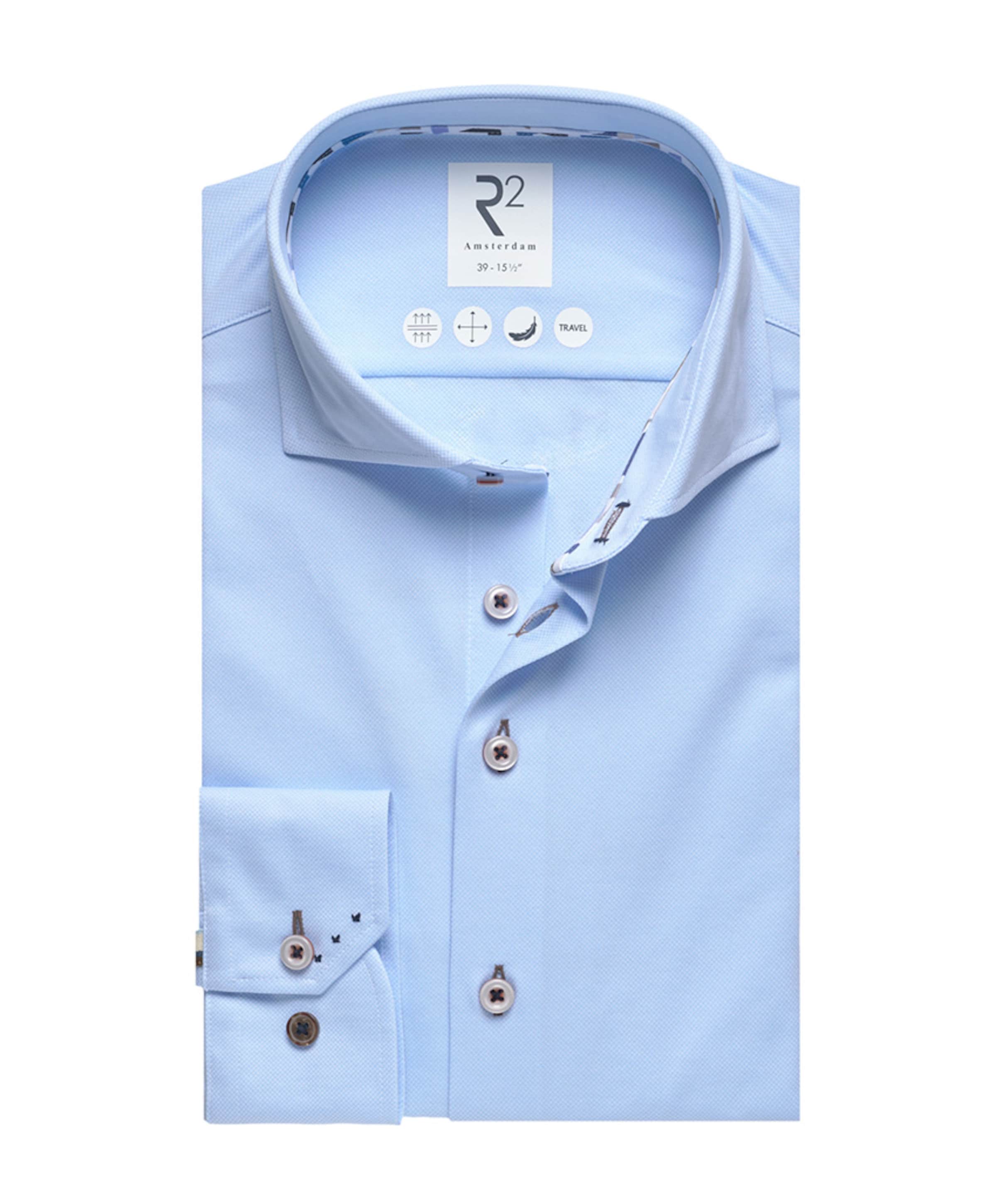 Heren overhemd extra lange mouw blauw