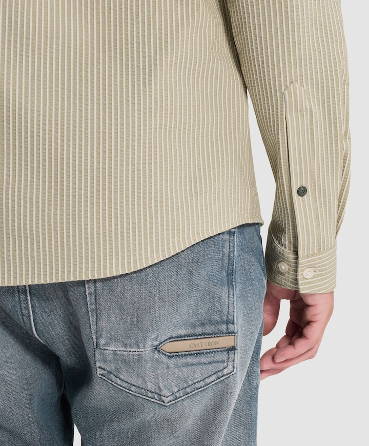 Heren overhemd lange mouw beige