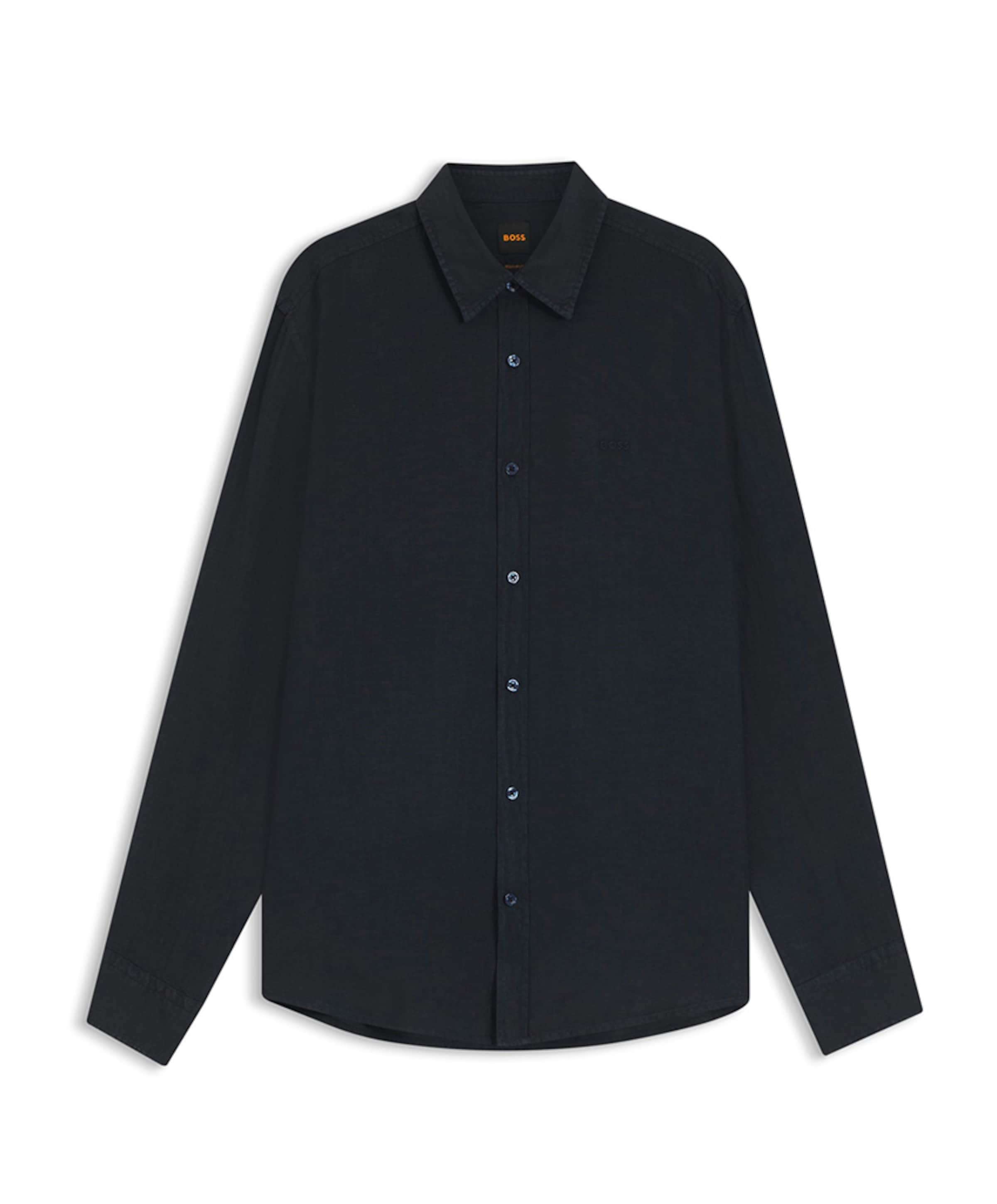 Heren overhemd lange mouw blauw