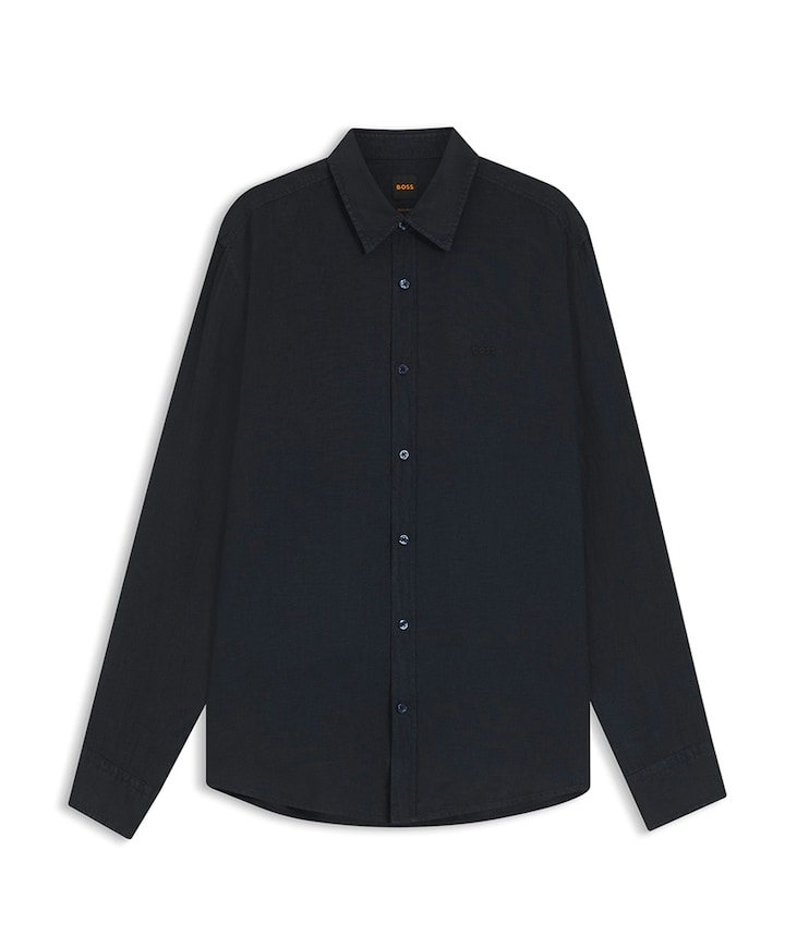 Heren overhemd lange mouw blauw