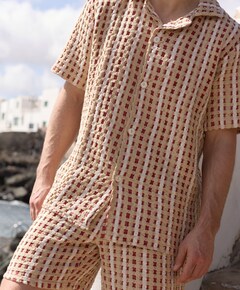 Heren overhemd korte mouw rood