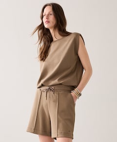 Soft scuba dames korte broek beige