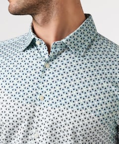 Heren overhemd korte mouw blauw