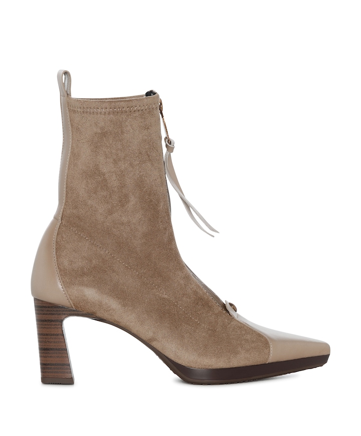 dames enkellaarzen beige
