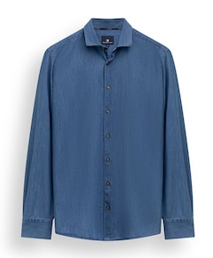 Heren overhemd lange mouw blauw