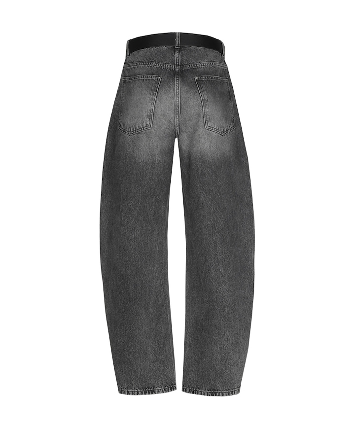 Broek-jeans-effen-baggy dames jeans grijs