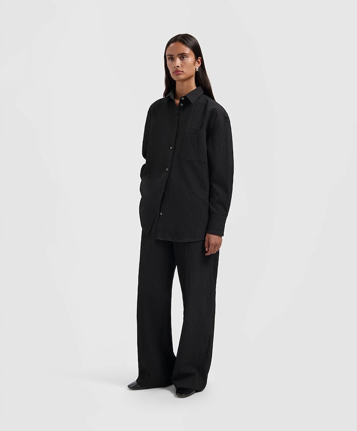 Textured drapey broek zwart