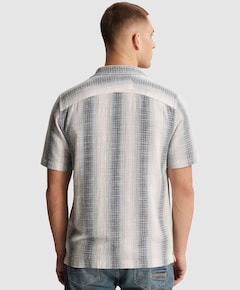 Heren overhemd korte mouw blauw