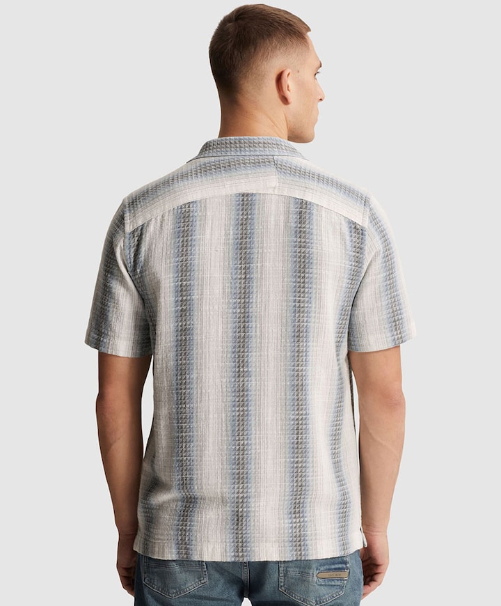 Heren overhemd korte mouw blauw