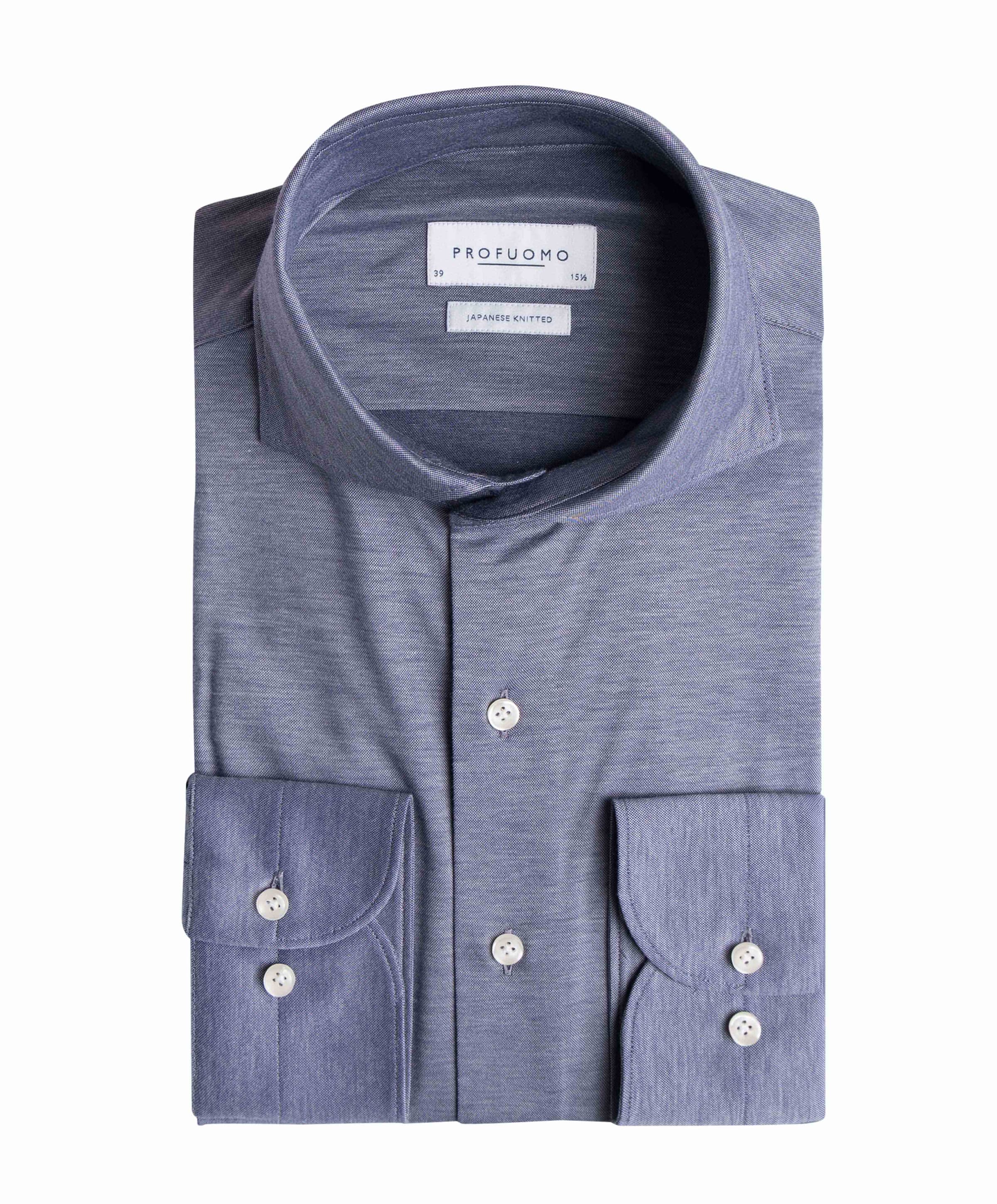 Heren overhemd lange mouw blauw