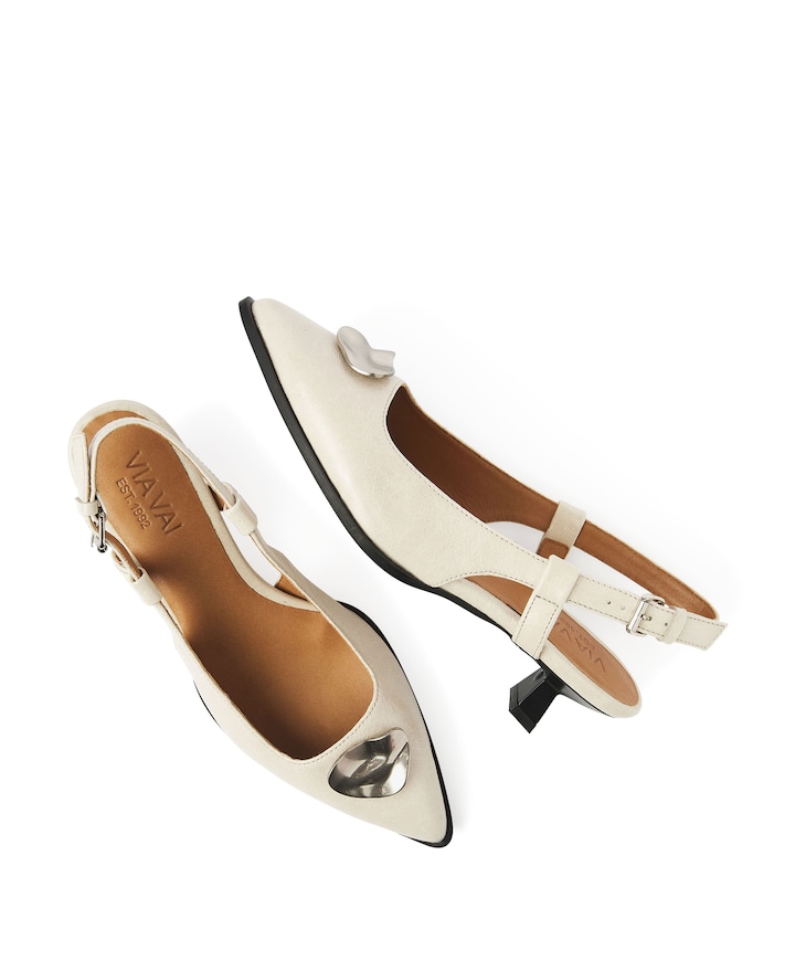 Lea Imani dames slingbacks ecru