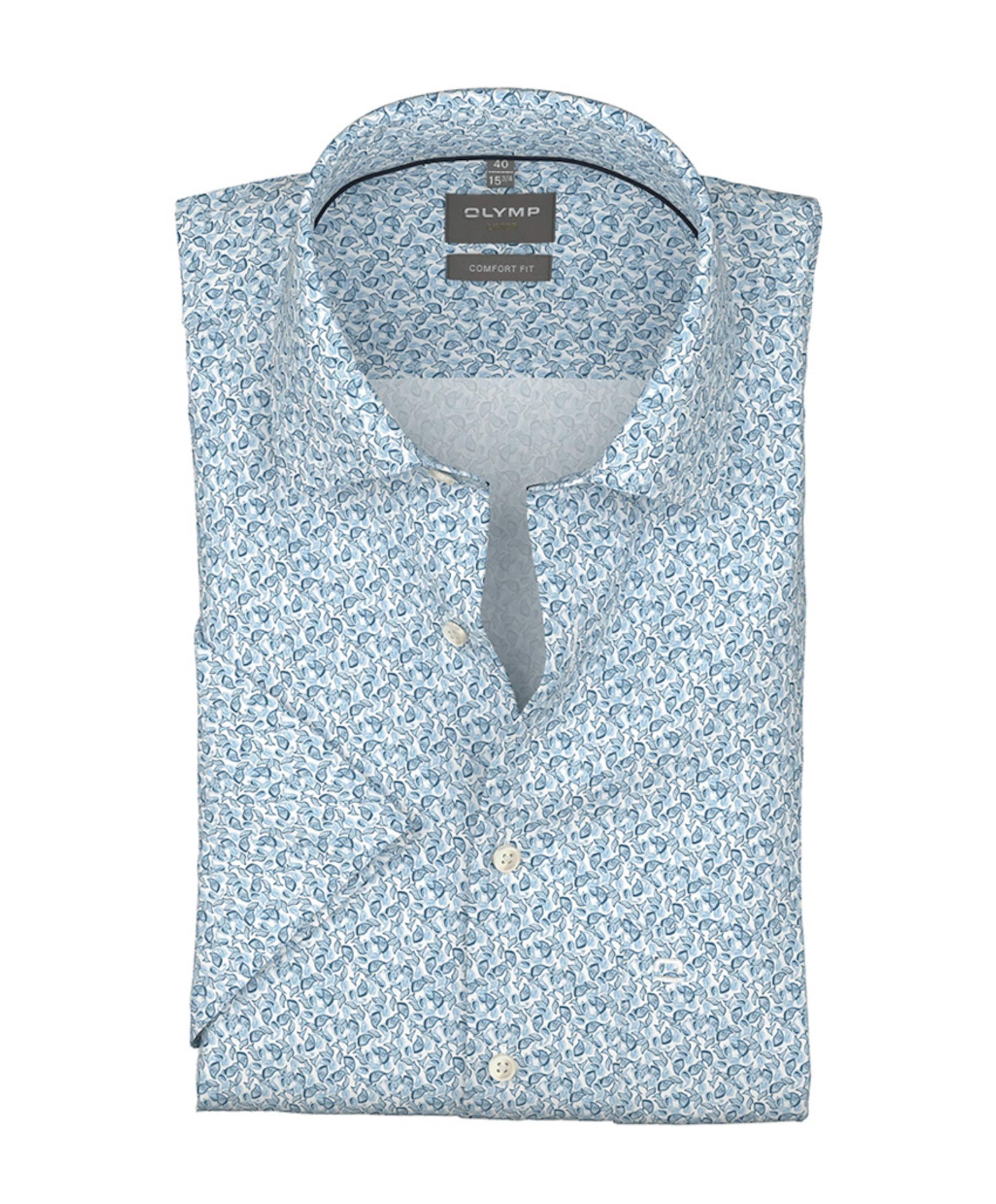 Heren overhemd korte mouw blauw