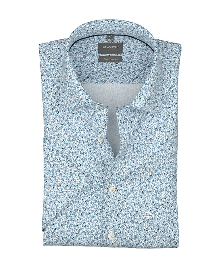 Heren overhemd korte mouw blauw