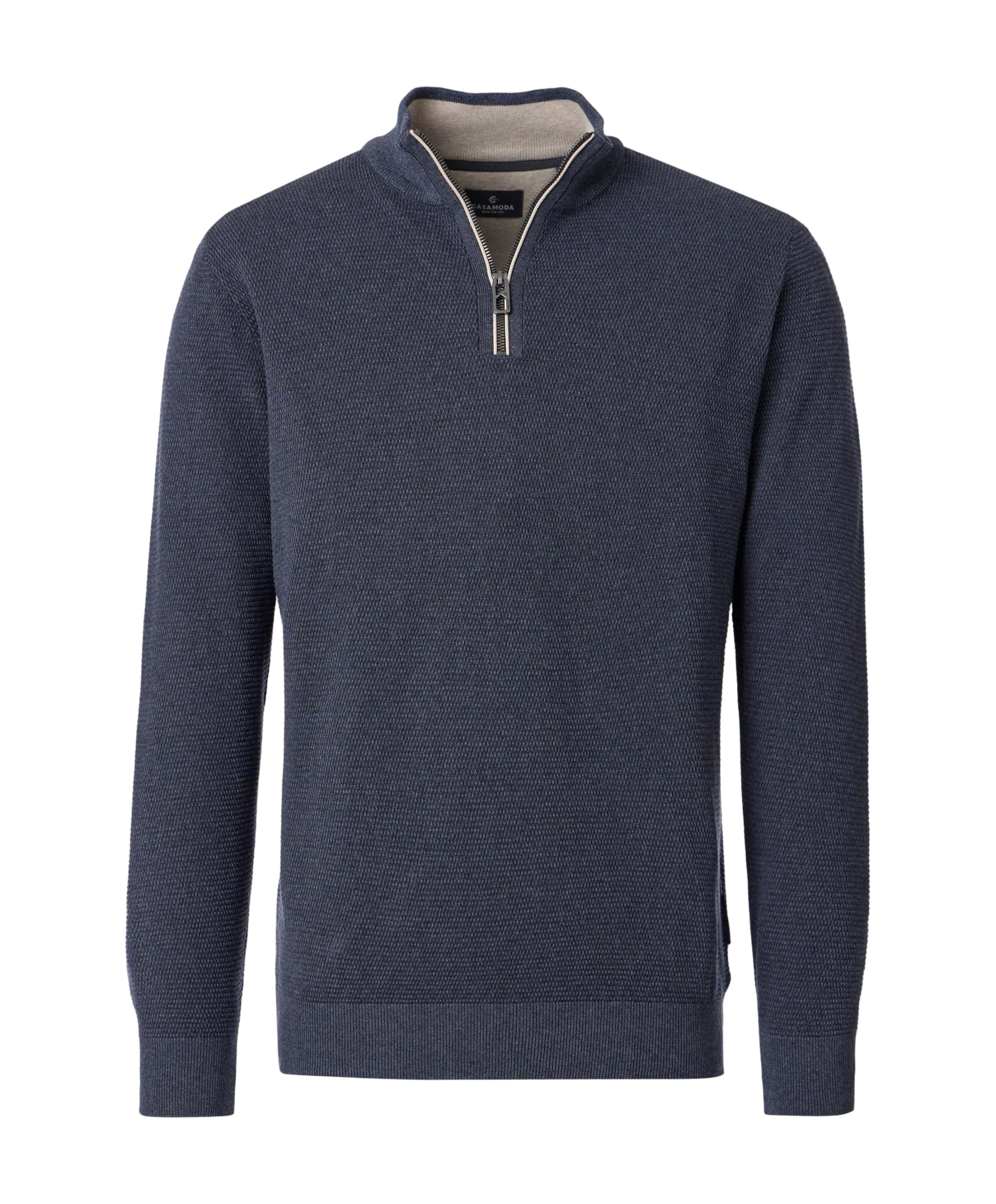 Heren trui met rits blauw