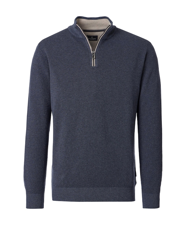 Heren trui met rits blauw