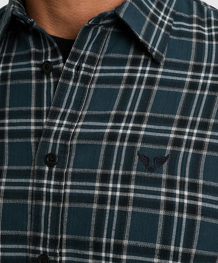 Heren overhemd lange mouw blauw