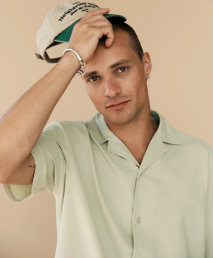 Heren overhemd korte mouw groen