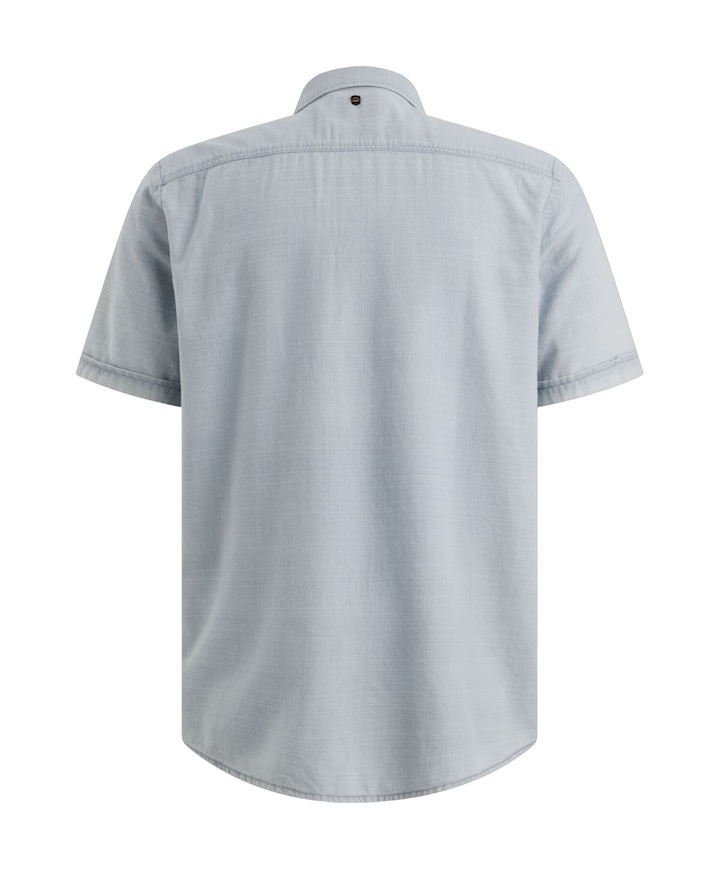 Heren overhemd korte mouw blauw