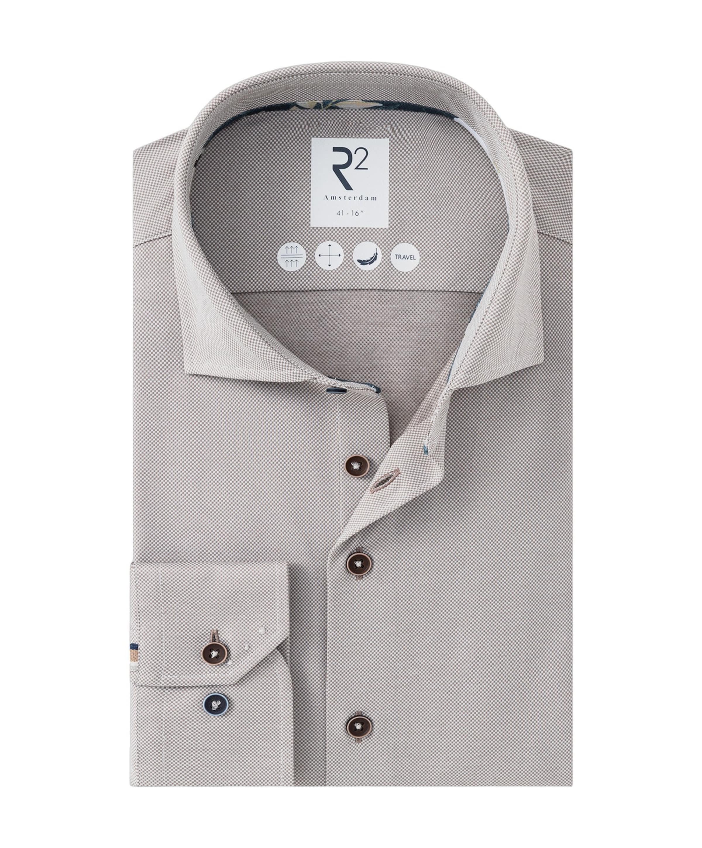 Heren overhemd lange mouw beige