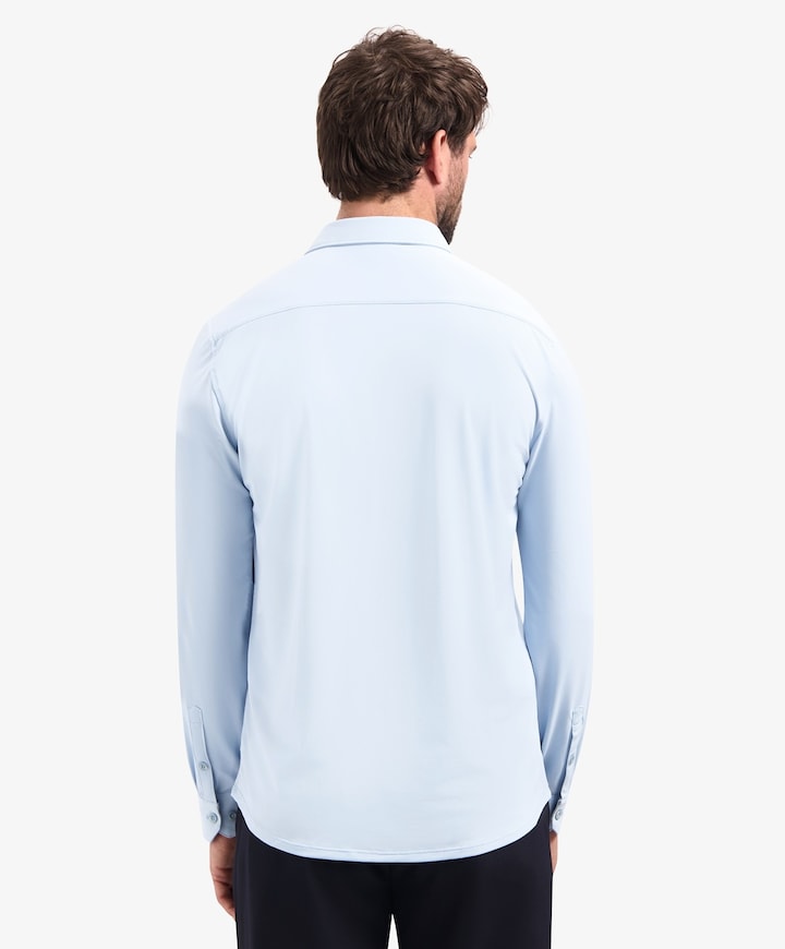 Heren overhemd lange mouw blauw