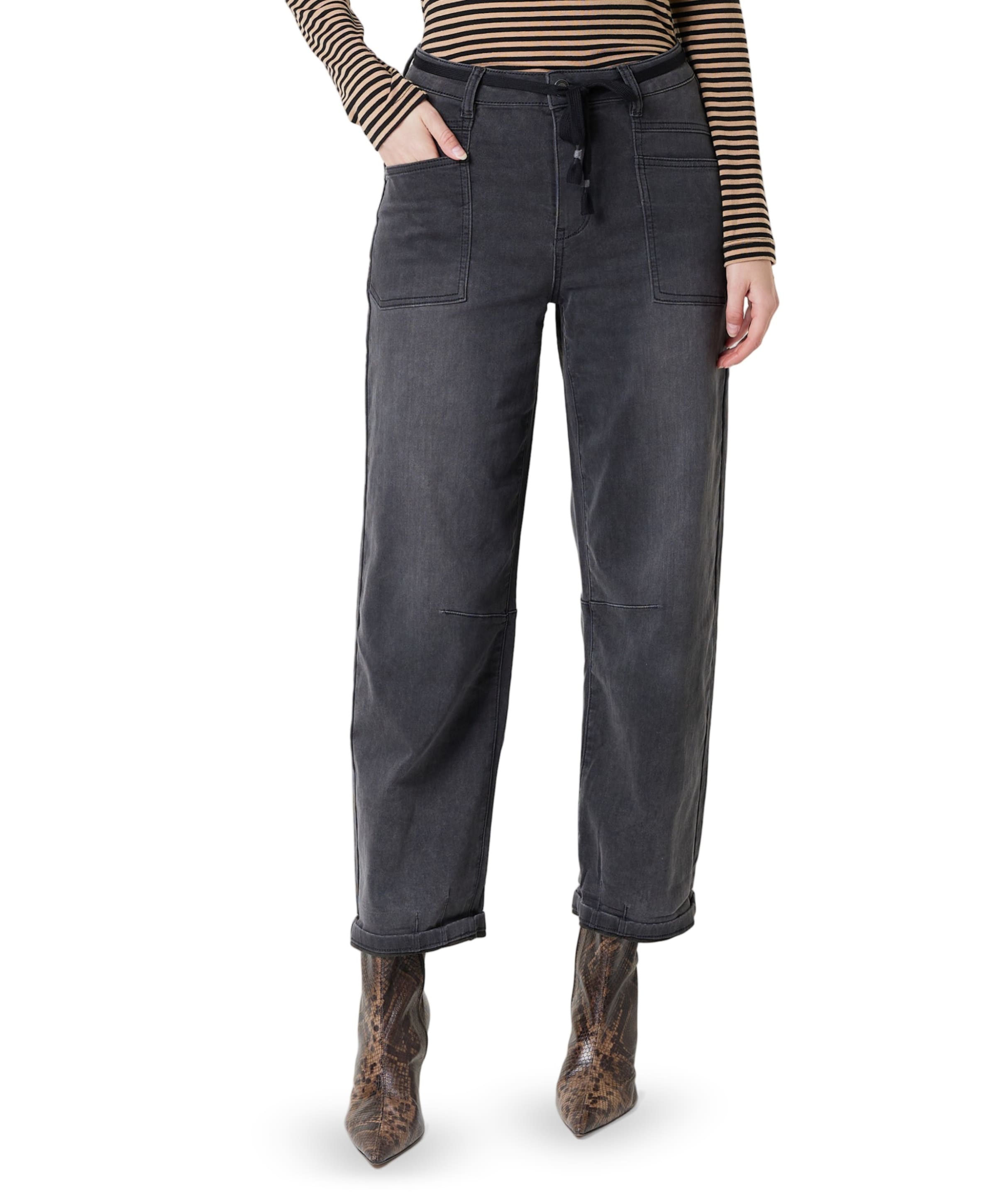 Baggy big pockets dames jeans grijs