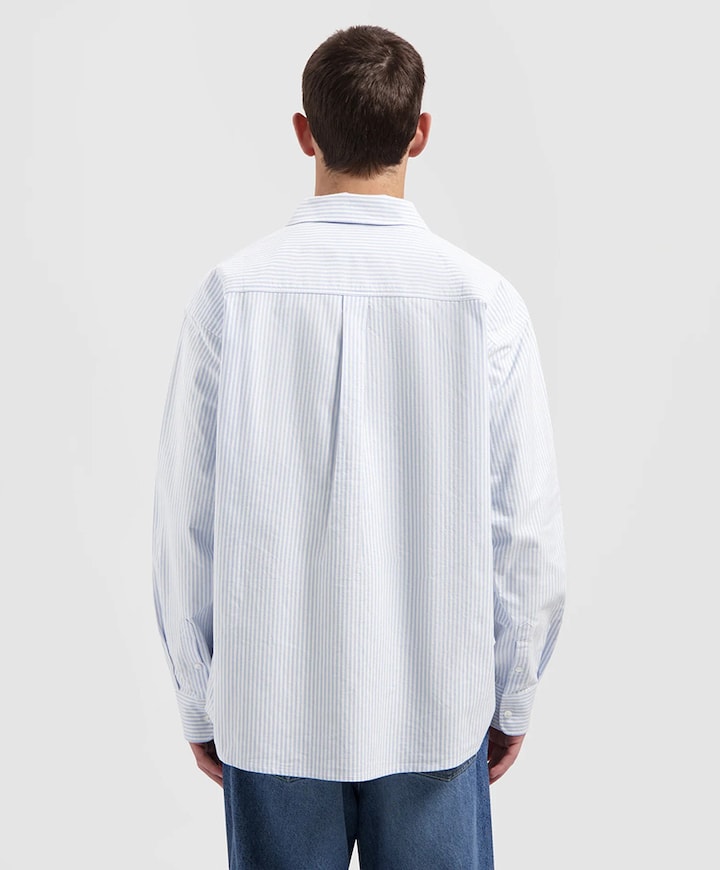 Heren overhemd lange mouw blauw