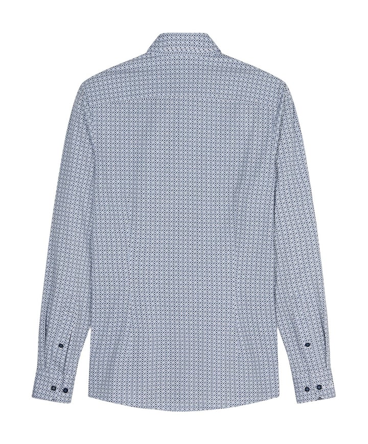 Heren overhemd lange mouw blauw