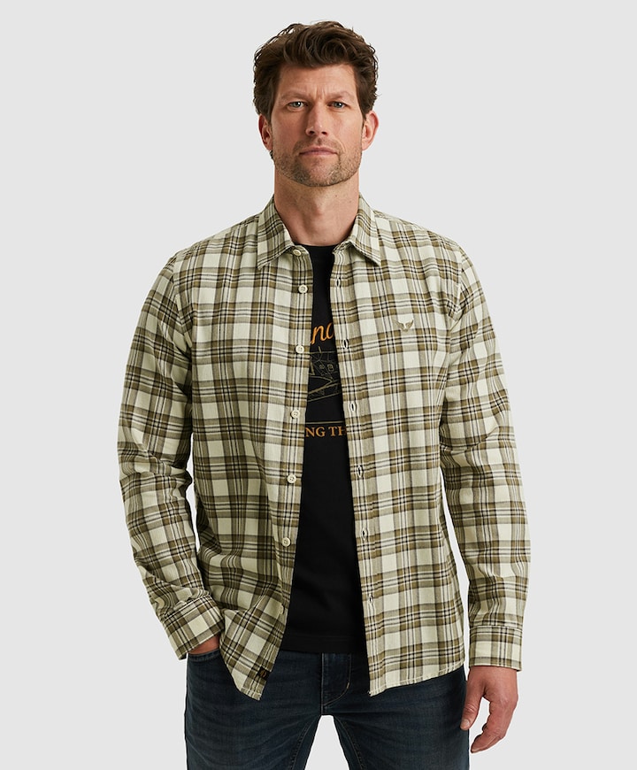 Heren overhemd lange mouw ecru