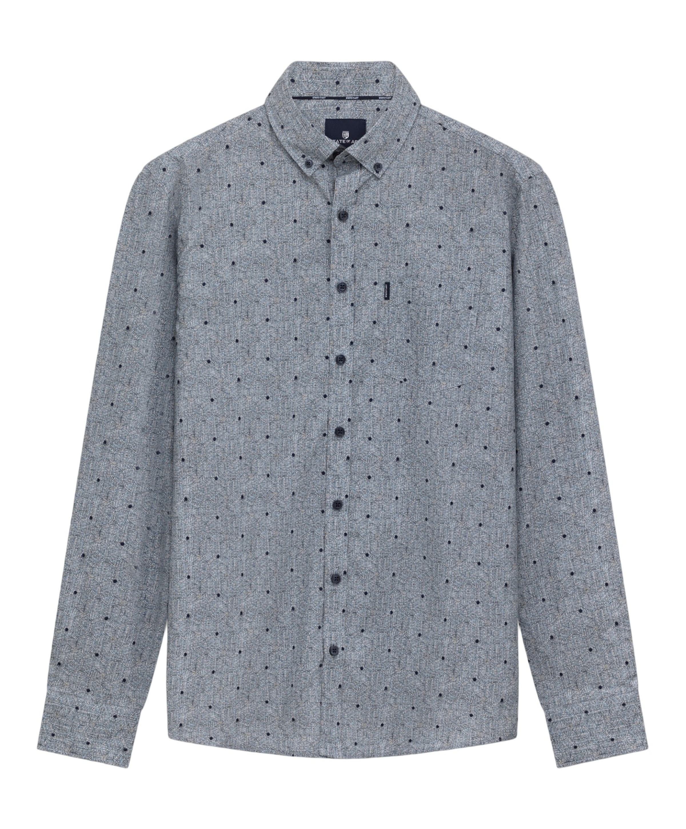 Heren overhemd lange mouw blauw