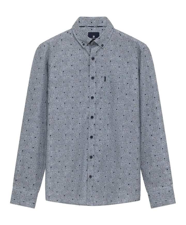 Heren overhemd lange mouw blauw