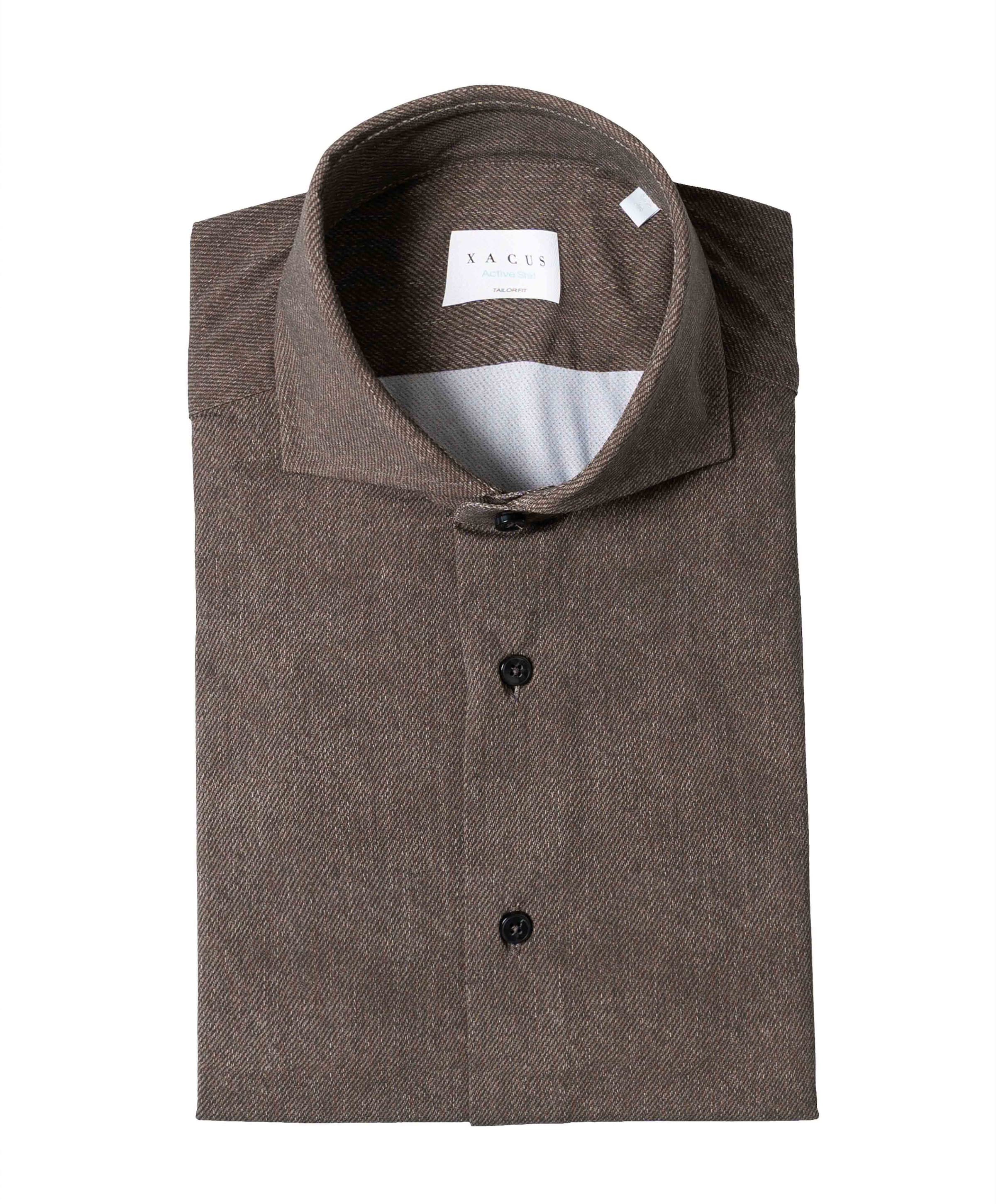 Heren overhemd lange mouw bruin