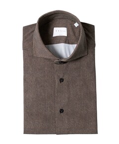 Heren overhemd lange mouw bruin