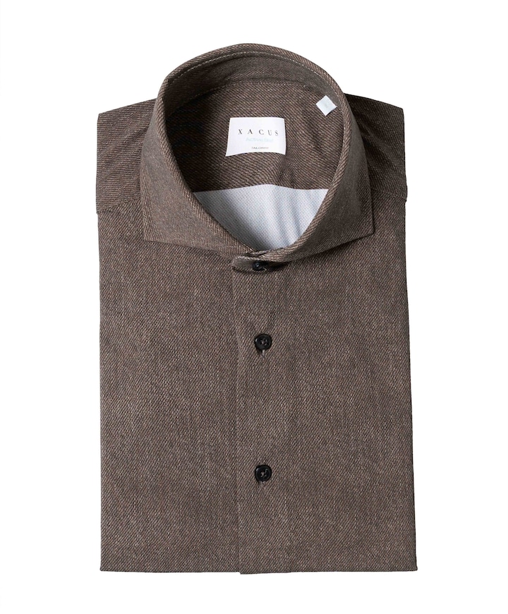 Heren overhemd lange mouw bruin
